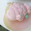 Pink Taiyaki Plush Keychain close-up with soft embroidered details