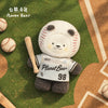 DoDo baseball batter plush figure wearing a gray Planet Bear number 98 jersey and holding a wooden bat